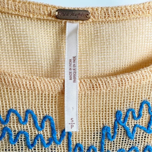 Free People Love Letter Tangerine Orange Size Small Boho Embroidered Linen - Picture 10 of 11